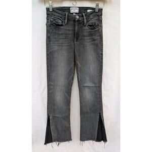 Frame Denim Women's Le Crop Mini Boot Jeans Sz 25 Raw Hem Charcoal Black